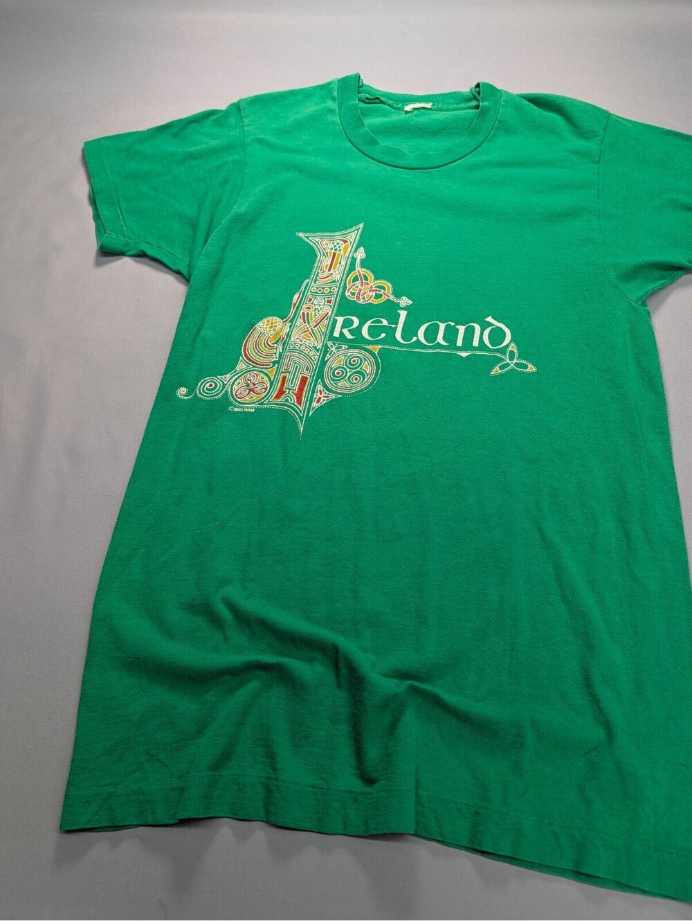 Vintage Ireland Malham T Shirt Book Of Kells Green Medium